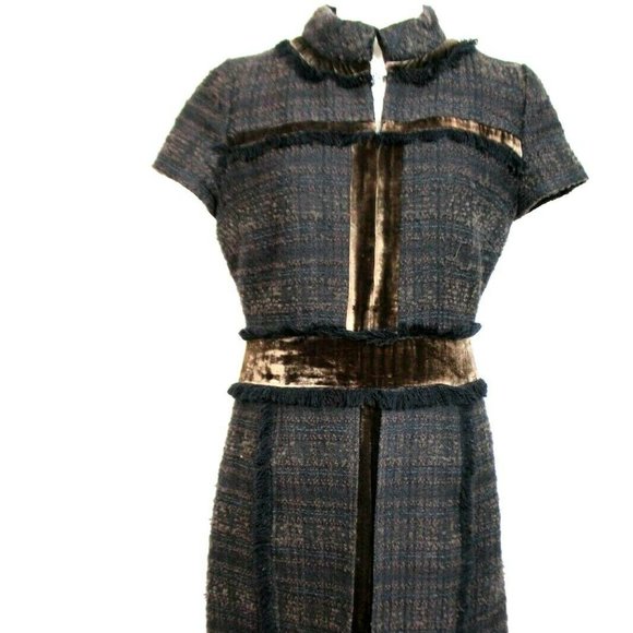Tory Burch Dresses & Skirts - TORY BURCH ACKLEY Chocolat Tweed Velvet Dress Sz 8